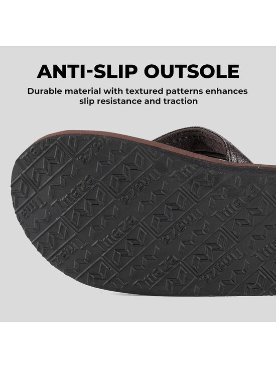 Men\'s Coffee Brown Flip Flops With Arch Support Summer Outdoor Beach Sandals